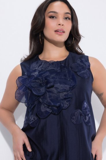 Ulla Popken 847918 Rochie din șifon cu flori Bleumarin - Rochii midi - Rochii midi la marimi mari