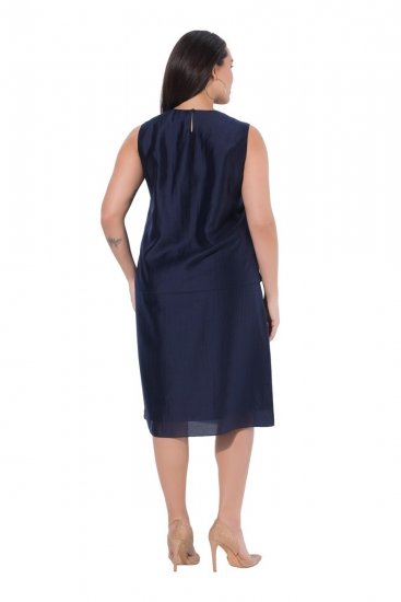 Ulla Popken 847918 Rochie din șifon cu flori Bleumarin - Rochii midi - Rochii midi la marimi mari