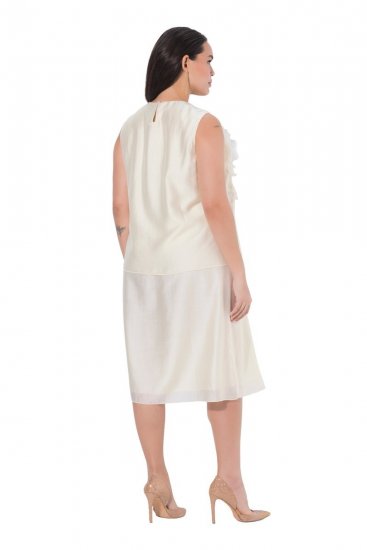 Ulla Popken 847918 Rochie din șifon cu flori Alb unt - Rochii de vară - Rochii de vară marimi mari