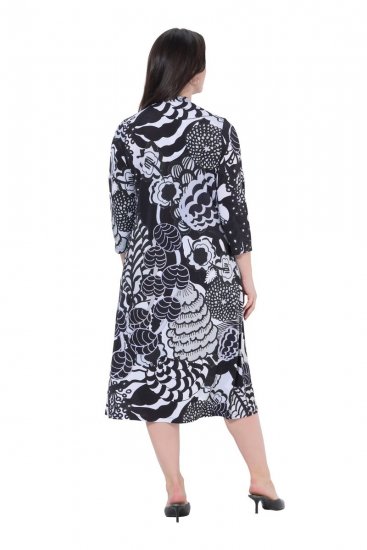 Ulla Popken 847972 Rochie tricotată cu flori Alb - Rochii tricotate - 