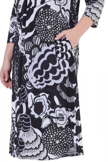 Ulla Popken 847972 Rochie tricotată cu flori Alb - Rochii tricotate - 