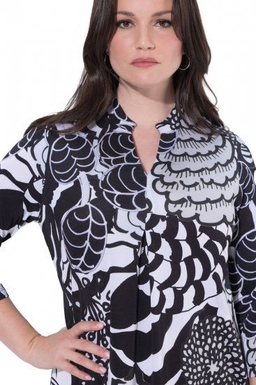 Ulla Popken 847972 Rochie tricotată cu flori Alb - Rochii tricotate - 