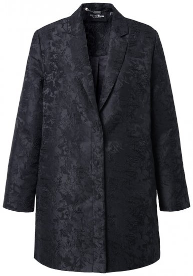 Ulla Popken 848099 Sacou din jacquard cu flori și închidere ascunsă Neagră - Sacouri - Sacouri în Mărimi Mari pentru Femei