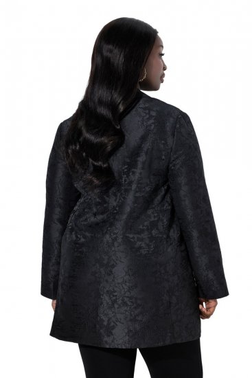 Ulla Popken 848099 Sacou din jacquard cu flori și închidere ascunsă Neagră - Sacouri - Sacouri în Mărimi Mari pentru Femei