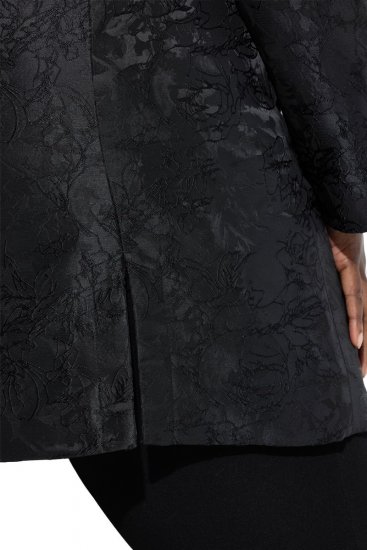 Ulla Popken 848099 Sacou din jacquard cu flori și închidere ascunsă Neagră - Sacouri - Sacouri în Mărimi Mari pentru Femei