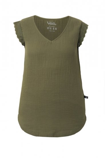 Ulla Popken 848131 Pijama cu dantelă Verde măsliniu - Pijamale/Haine de casă - 