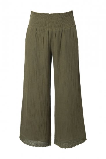 Ulla Popken 848131 Pijama cu dantelă Verde măsliniu - Pijamale/Haine de casă - 