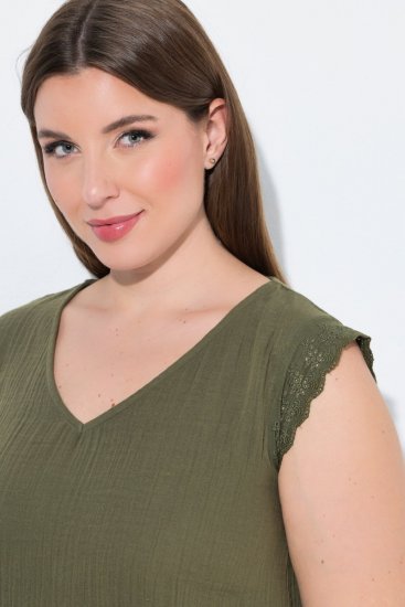Ulla Popken 848131 Pijama cu dantelă Verde măsliniu - Pijamale/Haine de casă - 