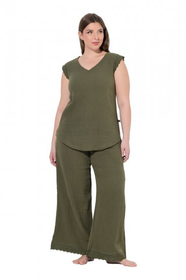 Ulla Popken 848131 Pijama cu dantelă Verde măsliniu - Pijamale/Haine de casă - 