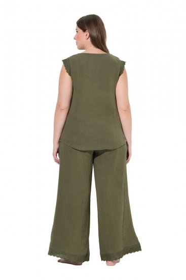 Ulla Popken 848131 Pijama cu dantelă Verde măsliniu - Pijamale/Haine de casă - 