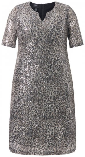 Ulla Popken 848137 Rochie cu paiete cu imprimeu animal Bej - Rochii de seară - Rochii de seară marimi mari