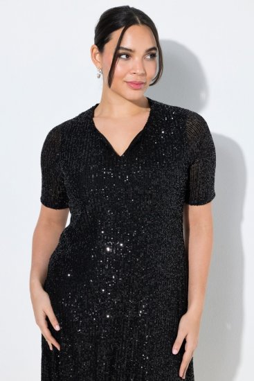 Ulla Popken 848140 Rochie cu paiete Neagră - Rochii de seară - Rochii de seară marimi mari