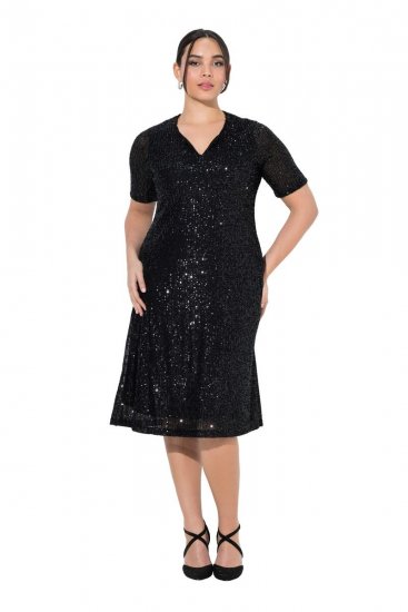 Ulla Popken 848140 Rochie cu paiete Neagră - Rochii de seară - Rochii de seară marimi mari