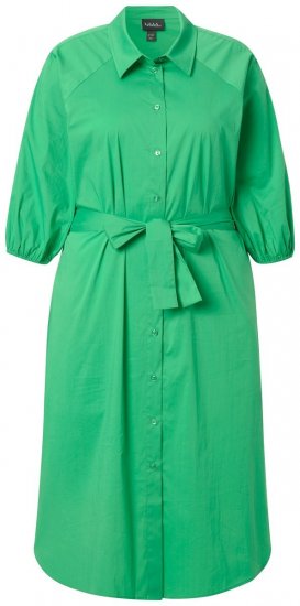 Ulla Popken 848159 Rochie tip cămașă cu cordon de legat Verde - Rochii midi - Rochii midi la marimi mari
