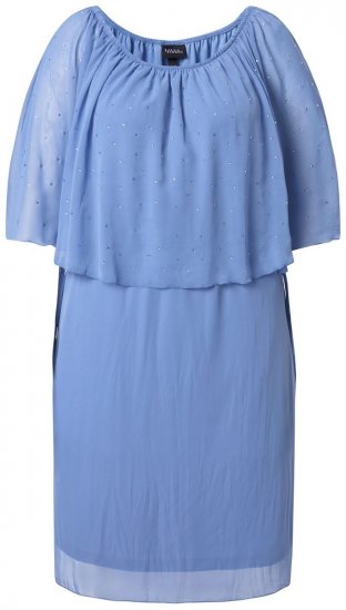 Ulla Popken 848169 Rochie din șifon în formă de A Albastru deschis - Rochii midi - Rochii midi la marimi mari