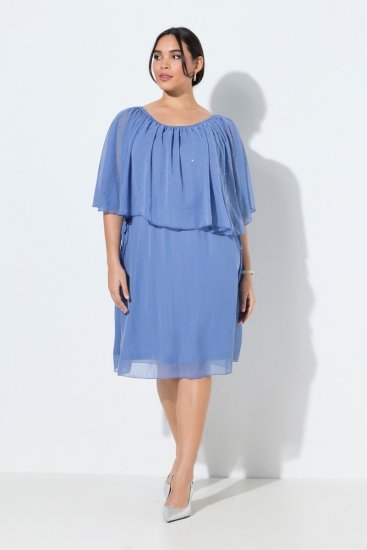 Ulla Popken 848169 Rochie din șifon în formă de A Albastru deschis - Rochii midi - Rochii midi la marimi mari