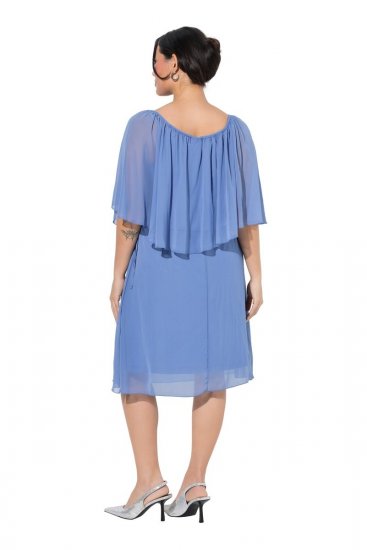 Ulla Popken 848169 Rochie din șifon în formă de A Albastru deschis - Rochii midi - Rochii midi la marimi mari