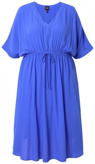 Ulla Popken 848224 Rochie maxi cu mânecă scurtă și decolteu în V Albastru - Rochii maxi - Rochii maxi marimi mari