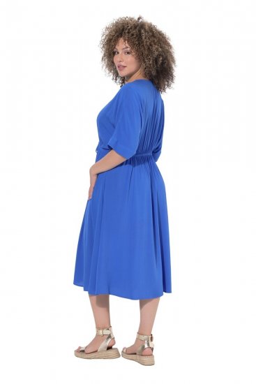 Ulla Popken 848224 Rochie maxi cu mânecă scurtă și decolteu în V Albastru - Rochii maxi - Rochii maxi marimi mari