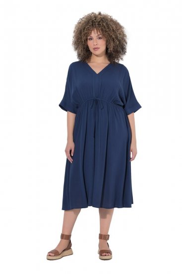 Ulla Popken 848224 Rochie midi cu șnur Bleumarin - Rochii midi - Rochii midi la marimi mari