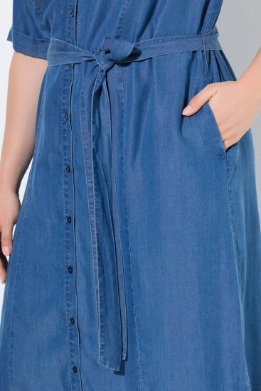 Ulla Popken 848491 Rochie tip cămașă Albastru denim - Rochii midi - Rochii midi la marimi mari