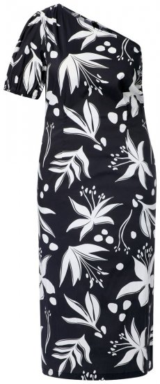 Ulla Popken 848510 Rochie midi cu flori Neagră - Rochii midi - Rochii midi la marimi mari