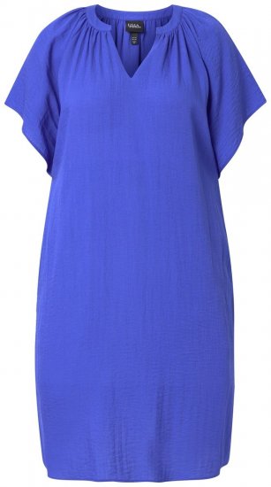 Ulla Popken 848526 Rochie din amestec de in cu buzunare Albastru - Rochii de vară - Rochii de vară marimi mari
