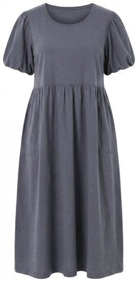 Ulla Popken 848575 Rochie maxi cu mânecă scurtă și buzunare Antracit - Rochii maxi - Rochii maxi marimi mari