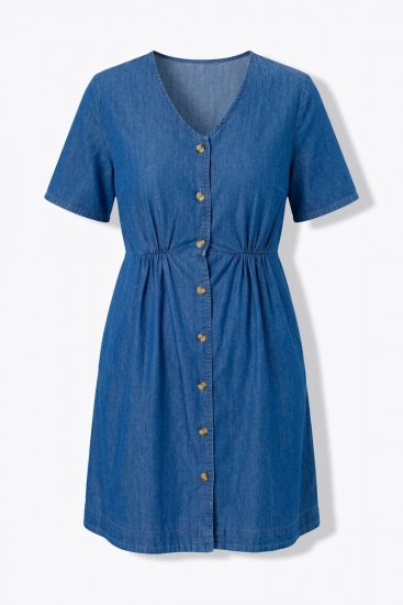 Ulla Popken 848597 Rochie tip cămașă Albastru denim - Rochii tip cămașă - 