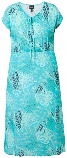 Ulla Popken 848696 Rochie midi imprimată cu decolteu în V Turcoaz - Rochii midi - Rochii midi la marimi mari