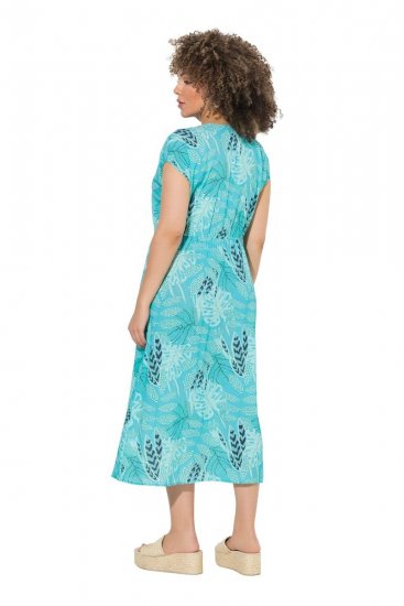 Ulla Popken 848696 Rochie midi imprimată cu decolteu în V Turcoaz - Rochii midi - Rochii midi la marimi mari