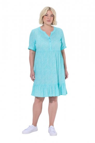 Ulla Popken 848724 Rochie imprimată cu volane Turcoaz - Rochii - Rochii pentru toate mărimile