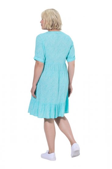 Ulla Popken 848724 Rochie imprimată cu volane Turcoaz - Rochii - Rochii pentru toate mărimile