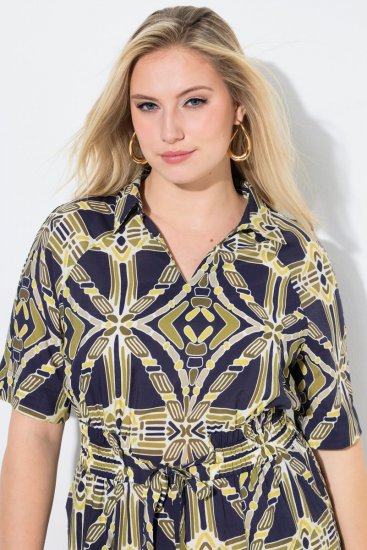 Ulla Popken 848789 Rochie midi imprimată cu buzunare Bleumarin - Rochii midi - Rochii midi la marimi mari