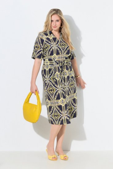 Ulla Popken 848789 Rochie midi imprimată cu buzunare Bleumarin - Rochii midi - Rochii midi la marimi mari
