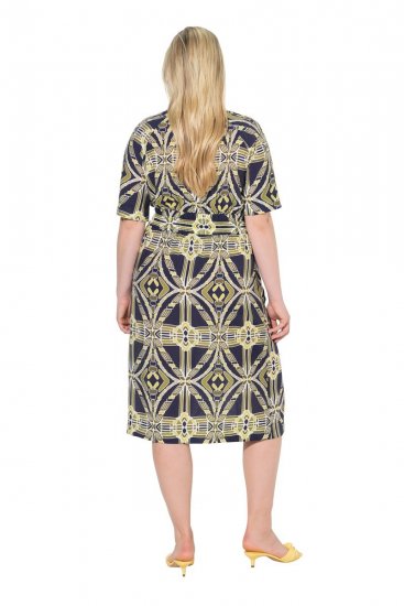 Ulla Popken 848789 Rochie midi imprimată cu buzunare Bleumarin - Rochii midi - Rochii midi la marimi mari