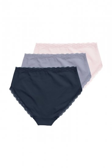 Ulla Popken 848803 Chiloți cu dantelă set de 3 Albastru deschis - Chiloți - 