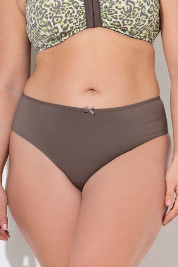 Ulla Popken 848826 Chiloți tanga cu imprimeu animal set de 3 Taupe - Chiloți - 
