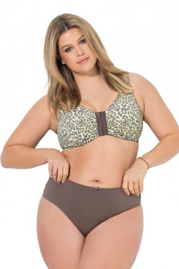 Ulla Popken 848826 Chiloți tanga cu imprimeu animal set de 3 Taupe - Chiloți - 