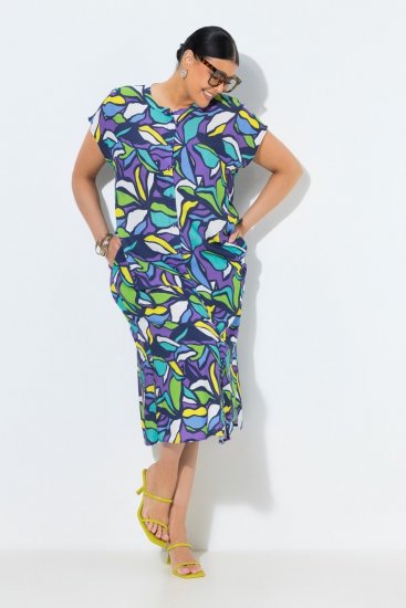 Ulla Popken 848980 Rochie tip cămașă cu flori Lila - Rochii midi - Rochii midi la marimi mari