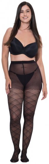 Ulla Popken 849049 Ciorapi cu chilot în dungi 40 den Neagră - Ciorapi & șosete - 