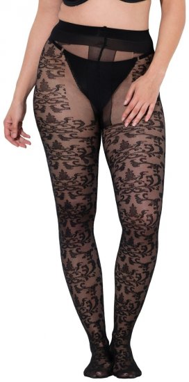 Ulla Popken 849055 Ciorapi cu chilot cu flori Neagră - Ciorapi & șosete - 