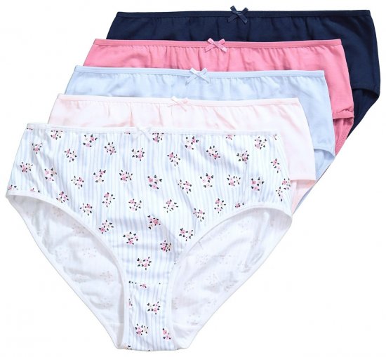 Ulla Popken 849098 Chiloți cu flori set de 5 Albastru deschis - Chiloți - 