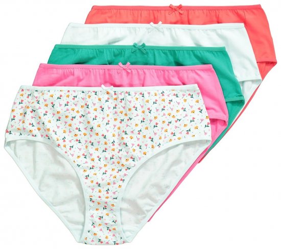 Ulla Popken 849140 Chiloți cu flori set de 5 Alb unt - Chiloți - 