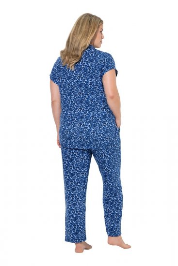 Ulla Popken 849144 Pijama cu imprimeu animal Bleumarin - Pijamale/Haine de casă - 