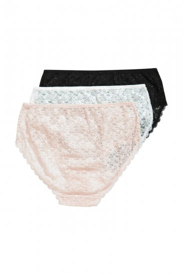 Ulla Popken 849194 Chiloți cu flori cu dantelă set de 3 Neagră - Chiloți - 