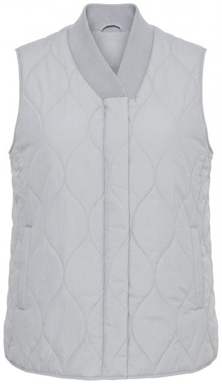 Ulla Popken 849221 Vestă matlasată cu guler striat Gri - Veste - 
