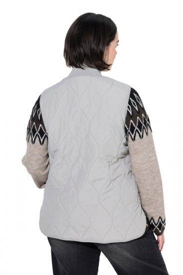Ulla Popken 849221 Vestă matlasată cu guler striat Gri - Veste - 