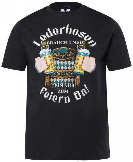 Men+ 410 Tricou Lederhosn Neagră - Tricouri - Tricouri Bărbați Mărimi Mari