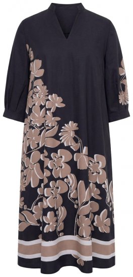 Ulla Popken 849423 Rochie cu flori și mânecă 3/4 Neagră - Rochii maxi - Rochii maxi marimi mari